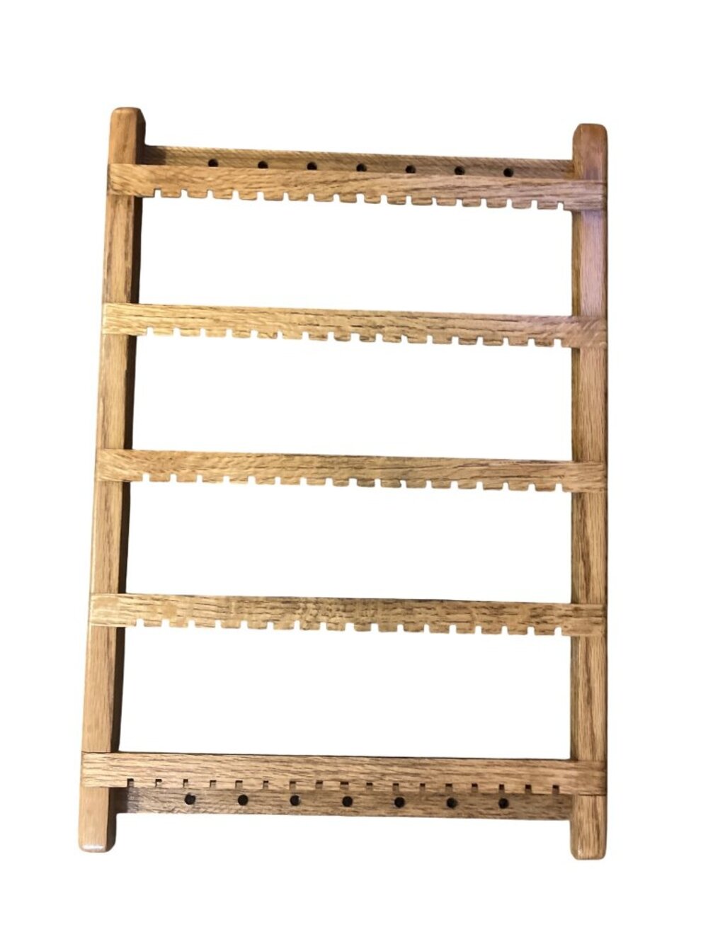 Handmade Wooden Jewelry Holder Rack Necklace Organizer Rustic Wall Display Used